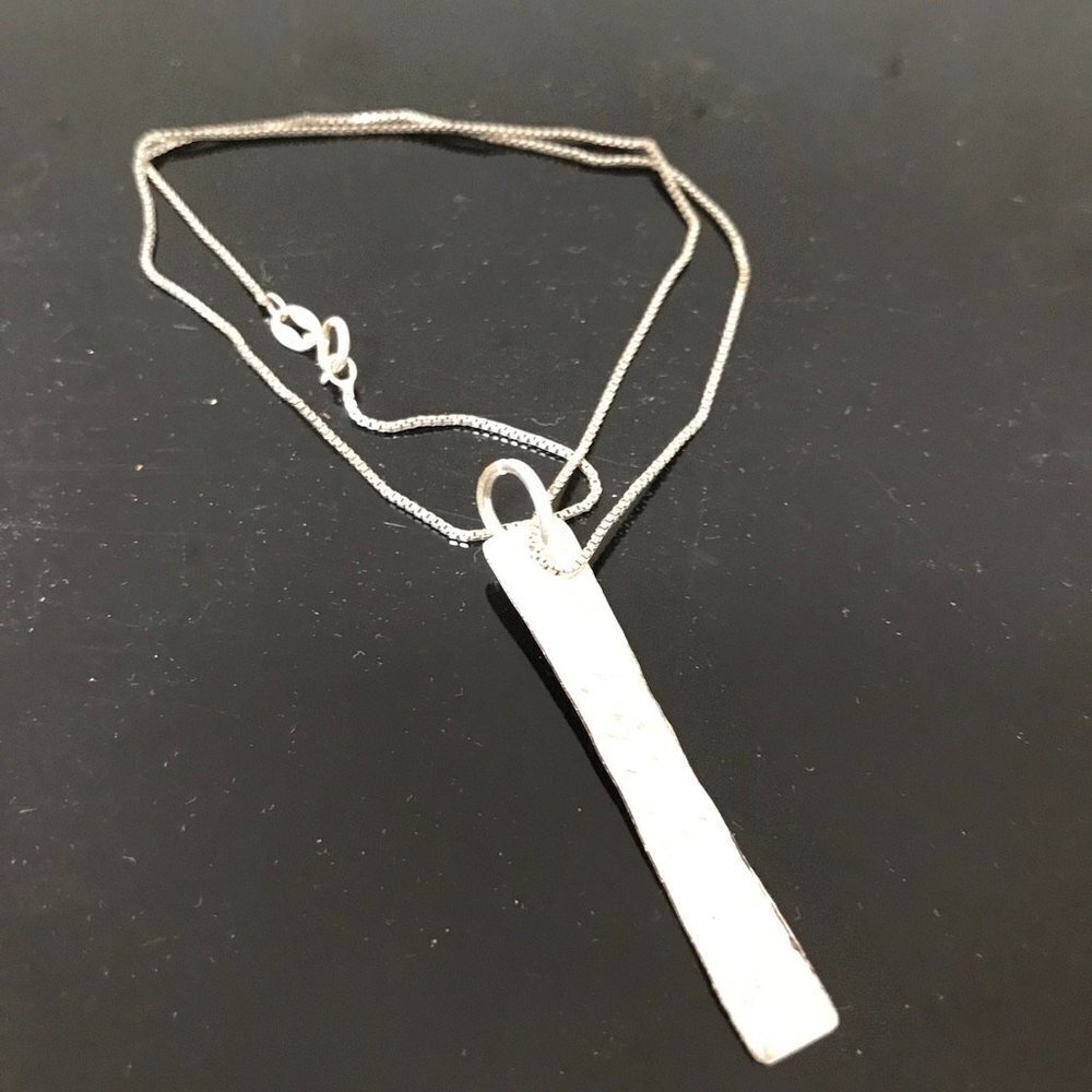 Southwestern Stamped Pendant Sterling Silver Bar necklace 925 .925 Handmade Gift - Picture 8 of 8